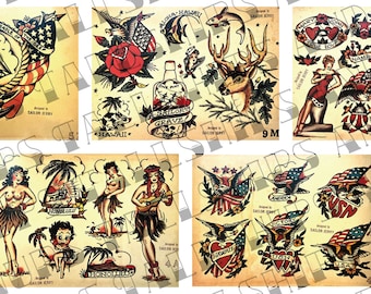 Old School Traditional Tattoo Flash Sailor Jerry Digital Download 5 Sheets (Vol 1) (6-10)