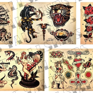 Old School Traditional Tattoo Flash Sailor Jerry Digital Download 5 Sheets (Vol 1) (31-35)
