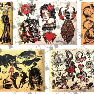 Old School Traditional Tattoo Flash Sailor Jerry Digital Download 5 Sheets (Vol 1) (26-30)