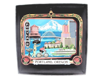 Portland Oregon Christmas Ornament, Landmarks, Icons of the City, Multicolored Brass
