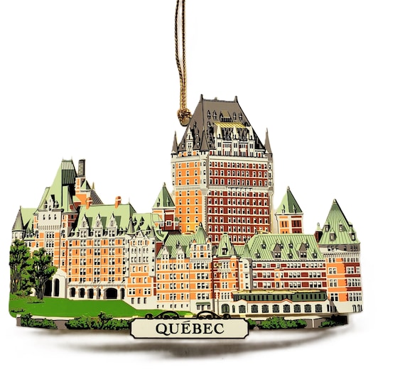 Quebec Canada Christmas Ornament Multicolored Brass