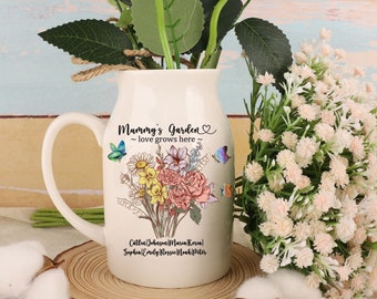 Custom Grandmas Garden Flower Vase,Ceramic Vase,Personalised Grandma Vase,Mother's Day Gift,Nanny Vase,Mothers Day Vase,Gift For Mom