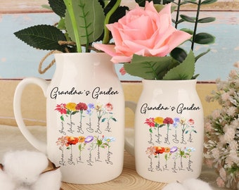 Custom Grandma's Garden Flower Vase,Custom Grandkid Name Flower Vase,Nanas Garden,Nana Flower Vase,Grandma Flower Vase Gift,Mothers Day Gift