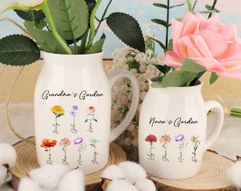 Custom Grandma's Garden Flower Vase,Custom Grandkid Name Flower Vase,Nanas Garden,Nana Flower Vase,Grandma Flower Vase Gift,Mothers Day Gift