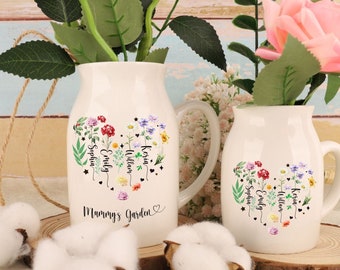 Custom Grandmas Garden Flower Vase,Custom Kids Name Flowers Vase,Ceramic Vase,Nanny Vase,Mothers Day Vase,Nanny Gift,Gift For Mom Grandma