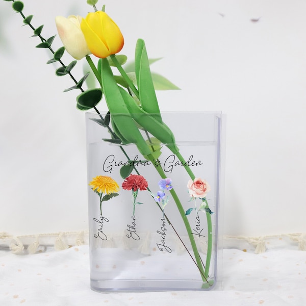 Custom Acrylic Book Vase for Flowers,Bookshelf Decor,Book Shaped Flower Vase,Book Vase Decor Gift for Book Lovers,Mother's Day Gift for Mom