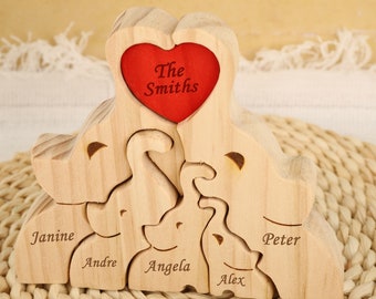 Custom Wooden Elephant Family Name Puzzle,Wooden Puzzle Family,Elephant Puzzle,Family Name Puzzle,Papa Puzzle,Fathers Day Gift,Gift for Dad