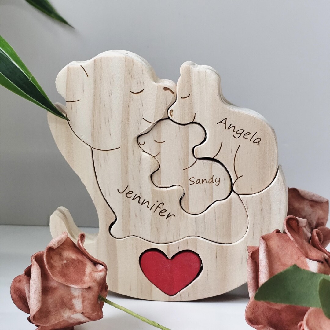 Custom Bear Family Puzzle, Thanksgiving Gift, Wooden Name Puzzles