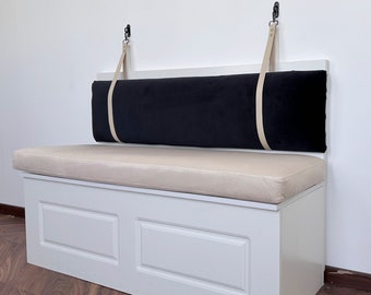 Black velvet bench cushion, custom size back cushion, tufted cushion, cabinet cushion, handmade.