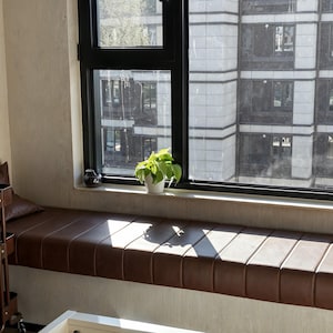 Window sill cushions, imitation leather cushion covers, custom sizes, handmade.
