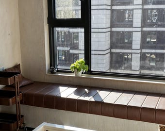 Window sill cushions, imitation leather cushion covers, custom sizes, handmade.