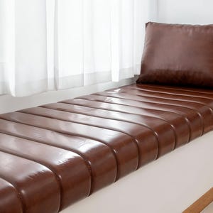 Brown faux leather cushions, faux leather cushion covers, custom sizes, handmade .
