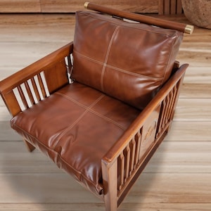 Brown faux leather seat cushions, faux leather chair covers, custom sizes, stain resistant.
