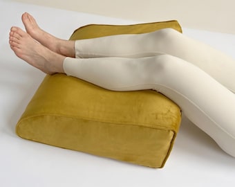 Yellow Velvet Wedge Pillow, Leg Support Cover, Side Sleeper Pillow Cover, Custom Size Wedge Pillow, Zip-On Wedge Pillow.