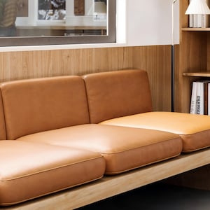 Orange nubuck leather seat, imitation leather backrest, custom made, handmade.