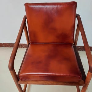 Reddish brown faux leather seat cushions, faux leather chair cushion covers, custom sizes, handmade.