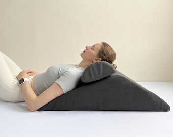 Black Linen Wedge Pillow, Leg Support Cover, Side Sleeper Pillow Cover, Custom Size Wedge Pillow, Zip-On Wedge Pillow.
