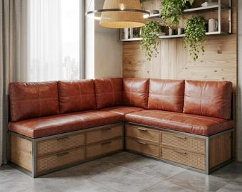Brown Leather Chair Cushion, custom sizes, faux leather chair covers, Easy to scrub, stain resistant- Seat & Backrest Pads for Armchair