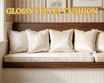 3 Inch Thick Personalized Velvet Pillow, Glossy Fabric with Piping, Detachable and Washable