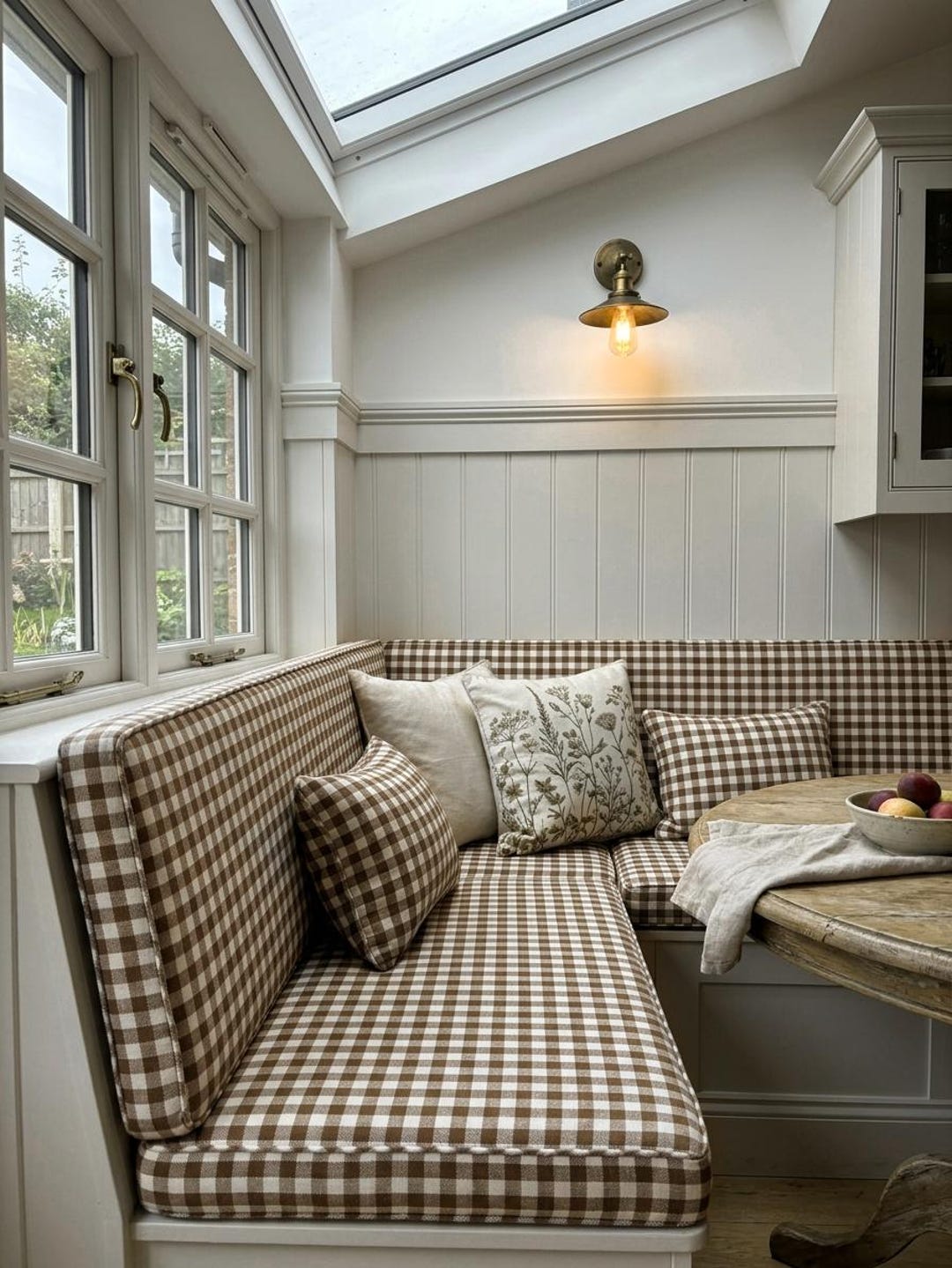 Brown Gingham Breakfast Nook Cushion, Country Cottage Corner Bench Seat ...
