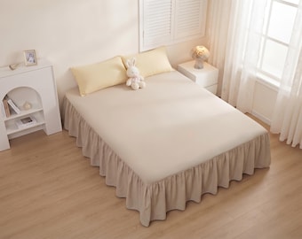 Cotton and linen bedspreads, custom bedspreads, bedroom decoration,  handmade, colors available - Elegant Dust Ruffle for Bedroom Decor