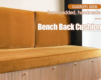 Yellow Bench and Back Cushion, Custom Size Party Cushion, Velvet Fabric, Window Back Seat, Cabinet Seat Cushion
