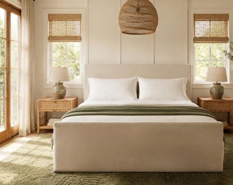 Custom Linen Headboard Cover and Bed Skirt Set – Made to Measure Headboard Cover, Footboard Cover, All Sizes