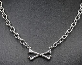 Crossbones Chain Necklace: Punk Goth Alt Style Jewelry