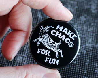 Goat Button | Punk Pins Pinback Buttons for Battle Vest (1.5 Inch)