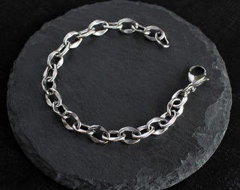 Thick Chunky Stainless Steel Cable Chain Bracelet - Alternative Punk Grunge Goth Style