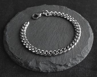 Stainless Steel Cuban Chain Bracelet - Alternative Punk Grunge Goth Style