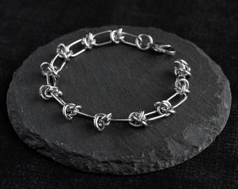 Barbed Wire Style Stainless Steel Chain Bracelet - Alternative Punk Grunge Goth Style