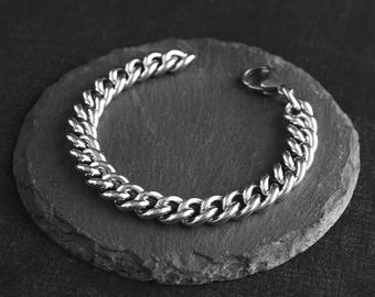 Thick Chunky Stainless Steel Cable Chain Bracelet - Alternative Punk Grunge Goth Style