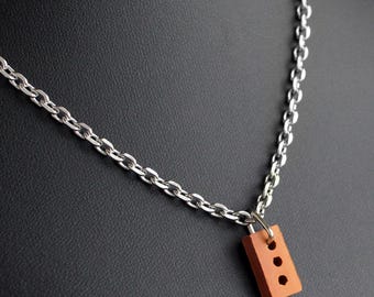 Brick Necklace | Real Mini Brick on Stainless Steel Chain | Punk Goth Grunge Protest Jewelry