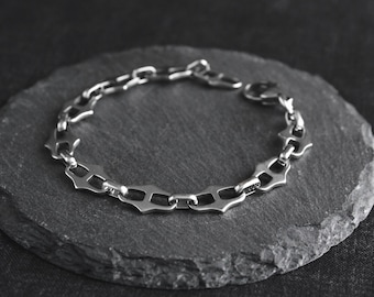 Edgy Spiked Stainless Steel Chain Bracelet - Alternative Punk Grunge Goth Style