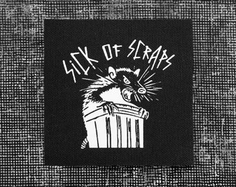 Opossum Patch, Punk Patches, Punk Patch, Sew On Patch, Patches for Jackets, Jacket Patches, Canvas Patch, Patches for Jackets Punk, Patches