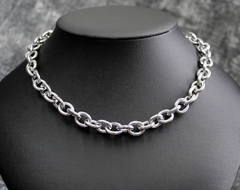 Collar de cadena gruesa de acero inoxidable: joyería punk con capas de 30 a 76 cm