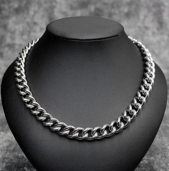 Heavy Duty Thick Chunky Stainless Steel Curb Chain Necklace: Punk Goth Grunge Jewelry