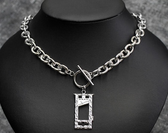 Stainless Steel Guillotine Chain Necklace: Toggle, Punk Goth Chunky