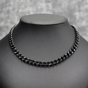 Black Stainless Steel Curb Chain Necklace: Punk Goth Grunge Streetwear Jewelry
