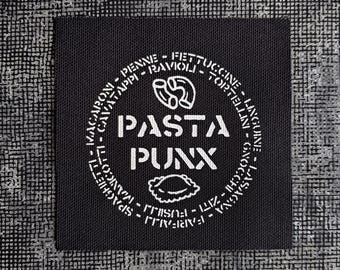Pasta Punx Sew On Patch: Funny Punk Patches for Jackets and Vests