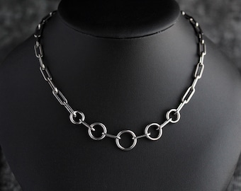 Stainless Steel O Ring Paperclip Chain Necklace | Punk Grunge Goth Alt Jewelry