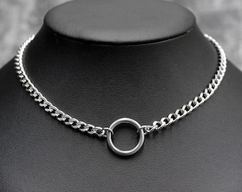 Roestvrijstalen O-ring kinketting: punk-goth choker