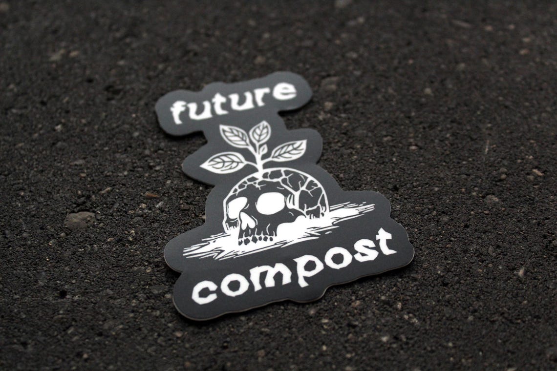Composting Program Sticker Future Compost Skull and Plant Sticker | 3 Inch Vinyl Waterproof Black ...