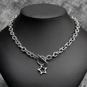 Roestvrijstalen ster lariatketting: dikke schakelketting, Y2k punk-grunge