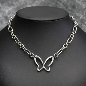 Stainless Steel Butterfly Necklace, Y2K Necklace, Butterfly Necklace, Punk Necklace, Stainless Steel Necklace, Streetwear Layering Necklace