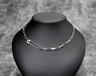 Safety Pin Necklace, Punk Necklace, Goth Jewelry, Grunge Jewelry, Grunge Necklace, Alt Jewelry, Punk Jewelry, Goth Necklace, Stainless Steel