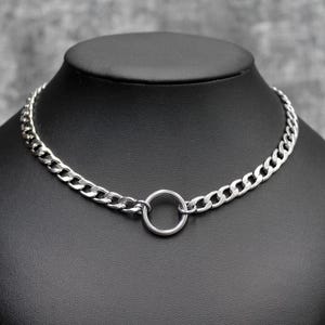 Stainless Steel Curb Chain O Ring Choker - Punk Layering Necklace