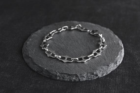 Edgy Spiked Stainless Steel Chain Bracelet - Alternative Punk Grunge Goth Style