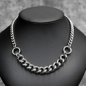 O Ring Chain Necklace, Twisted Chain, Punk Jewelry, Punk Necklace, Chain Necklace, Stainless Steel Necklace, Grunge Necklace, Alt Necklace